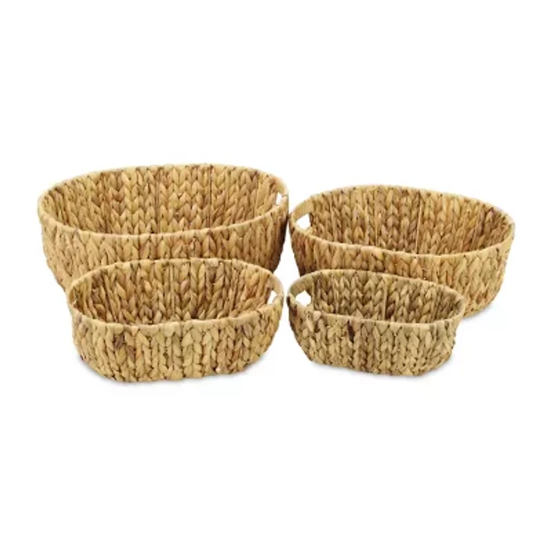 Oval Water-Hyancinth Baskets Set Of 4