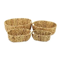 Oval Water-Hyancinth Baskets Set Of 4