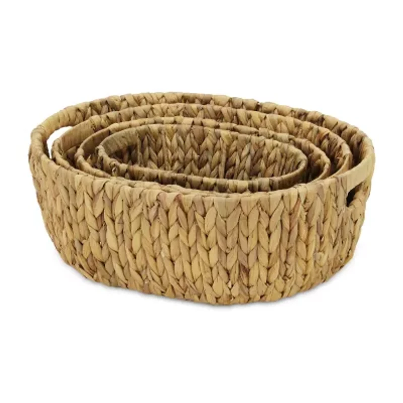 Oval Water-Hyancinth Baskets Set Of 4