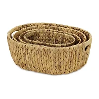 Oval Water-Hyancinth Baskets Set Of 4