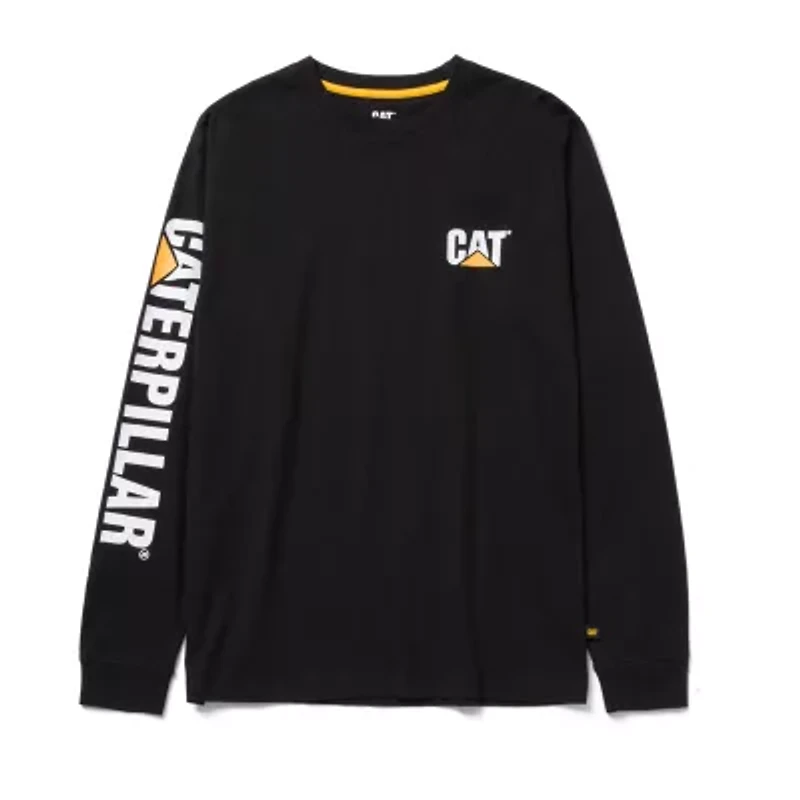 CAT Trademark Banner Mens Crew Neck Long Sleeve T-Shirt