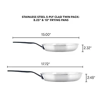 KitchenAid 5-Ply Clad Stainless Steel 2-pc. Frying Pan