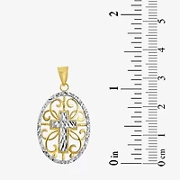 10K Two-Tone Gold Round Cross Charm Pendant