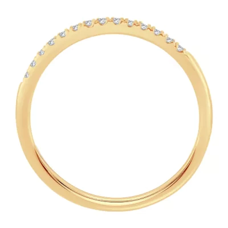 Womens 1/ CT. T.W. Natural White Diamond 10K Gold Wedding Band