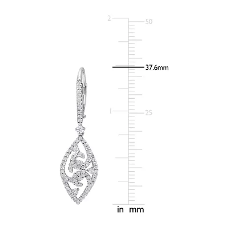 Womens Lab Created White Moissanite Sterling Silver Drop Earrings