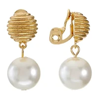 Monet Jewelry Simulated Pearl Womens Simulated Pearl Clip On Earrings