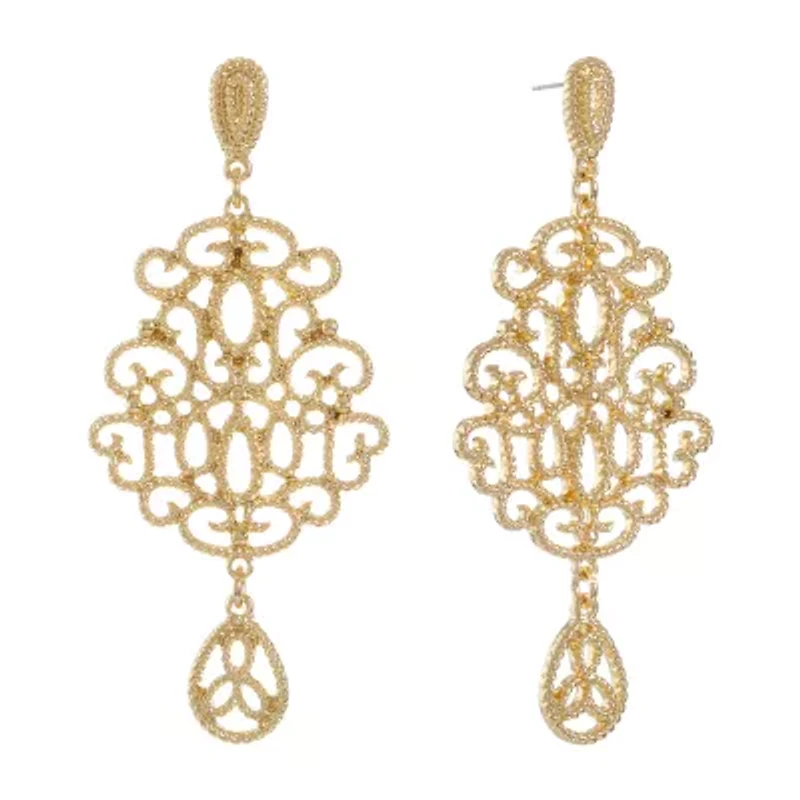Monet Jewelry Gold Tone Womens Hypoallergenic Chandelier Earrings