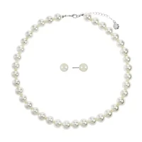 Monet Jewelry Timeless Collar Necklace And Stud Earring Womens Simulated Pearl 2-pc. Jewelry Set