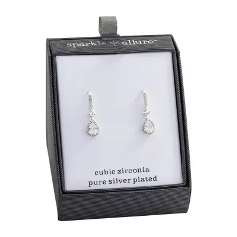 Sparkle Allure Womens Cubic Zirconia Pure Silver Over Brass Pear Drop Earrings