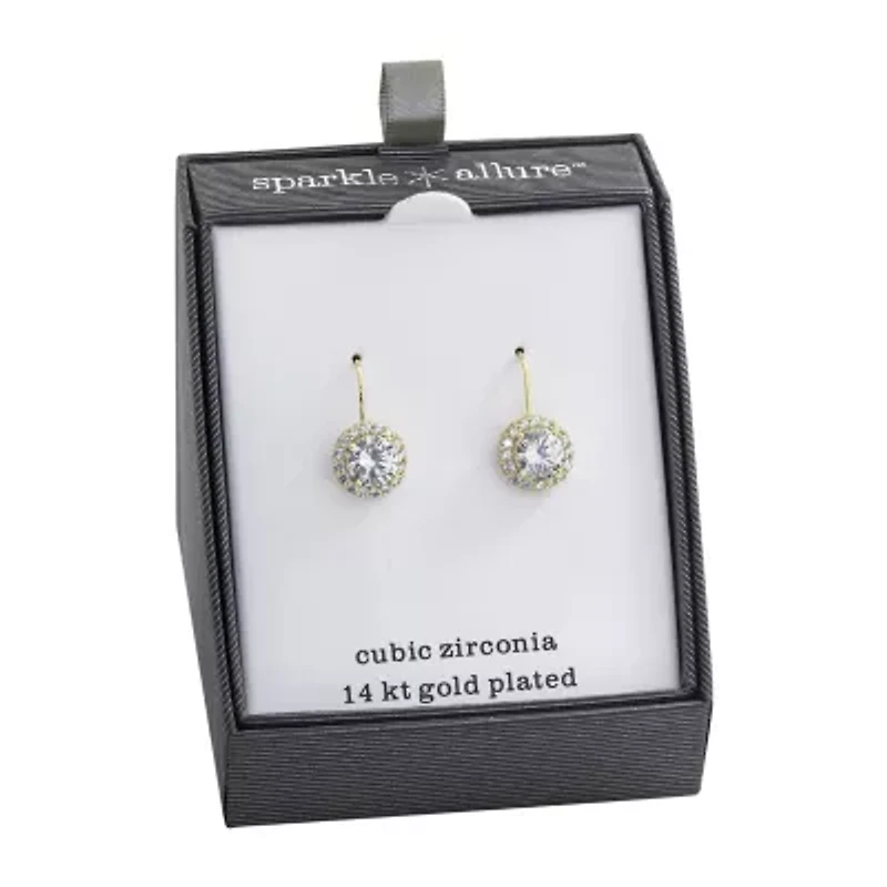 Sparkle Allure Womens Crystal 14K Gold Over Brass Round Drop Earrings