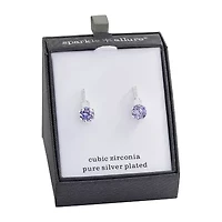 Sparkle Allure Womens Cubic Zirconia Pure Silver Over Brass Round Drop Earrings