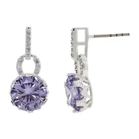 Sparkle Allure Womens Cubic Zirconia Pure Silver Over Brass Round Drop Earrings
