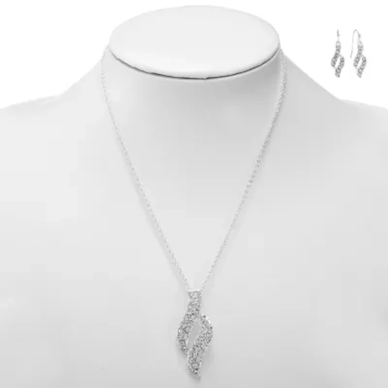 Mixit Silver Tone Pendant Necklace & Drop Earrings Womens White 2-pc. Jewelry Set