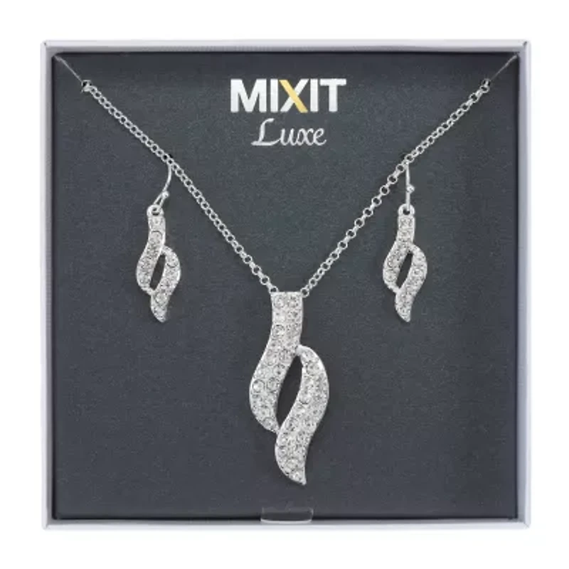 Mixit Silver Tone Pendant Necklace & Drop Earrings Womens White 2-pc. Jewelry Set