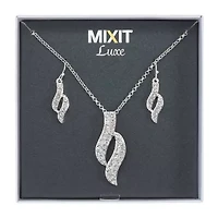 Mixit Silver Tone Pendant Necklace & Drop Earrings Womens White 2-pc. Jewelry Set
