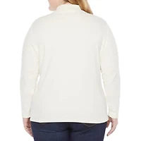 St. John's Bay Womens Mock Neck Long Sleeve Plus T-Shirt