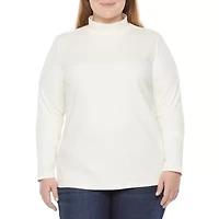 St. John's Bay Womens Mock Neck Long Sleeve Plus T-Shirt