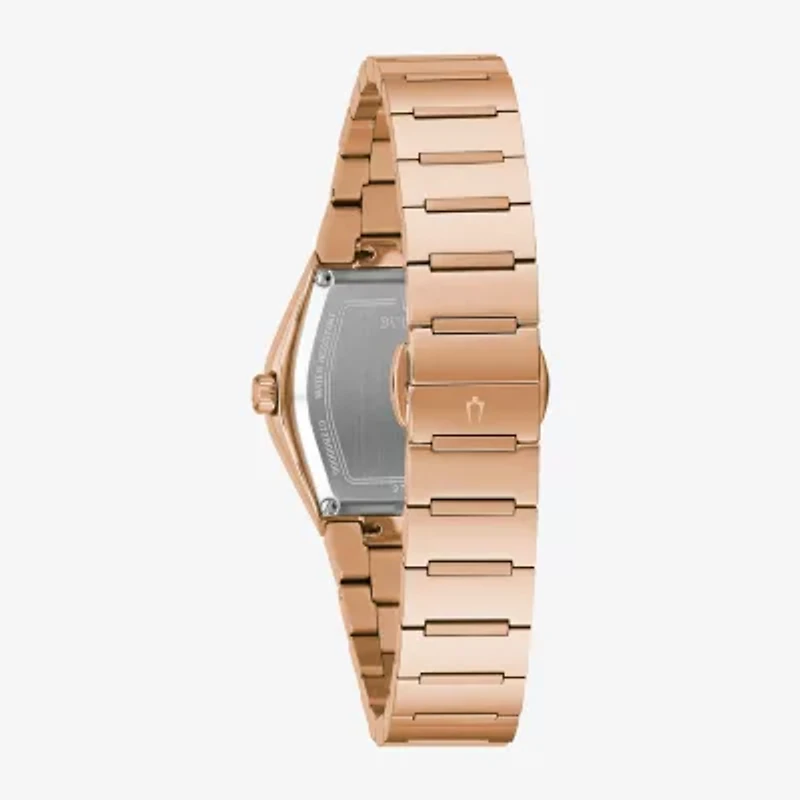 Bulova Modern Gemini Womens Diamond Accent Rose Goldtone Stainless Steel Bracelet Watch 97p158