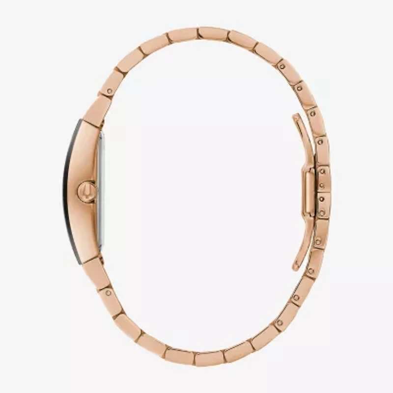 Bulova Modern Gemini Womens Diamond Accent Rose Goldtone Stainless Steel Bracelet Watch 97p158
