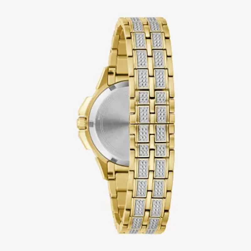Bulova Crystal Octava Womens Crystal Accent Gold Tone Stainless Steel Bracelet Watch 98l302
