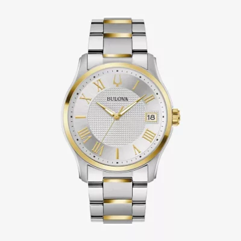 Bulova Classic Wilton Mens Two Tone Stainless Steel Bracelet Watch 98b391