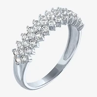 Yes, Please! Womens Lab Created White Sapphire Sterling Silver Band