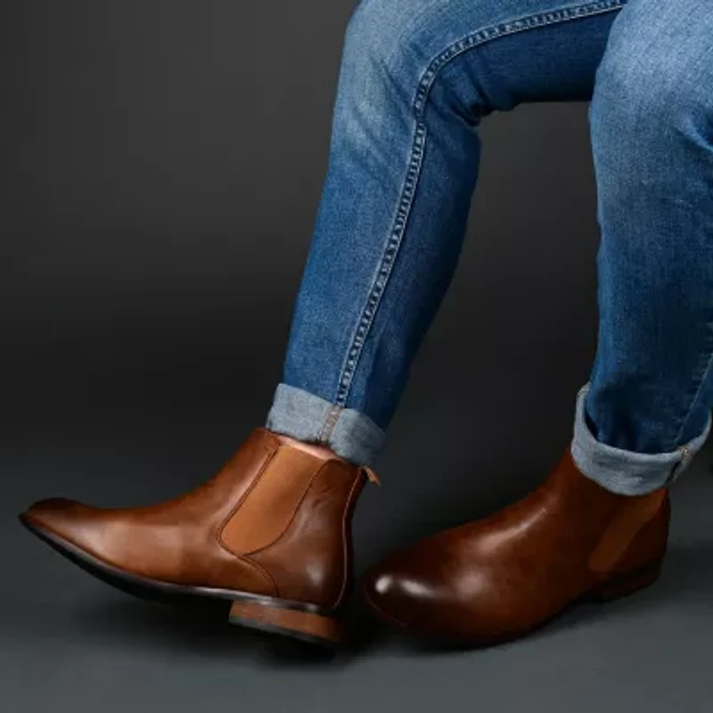 Vance Co Mens Landon Stacked Heel Chelsea Boots