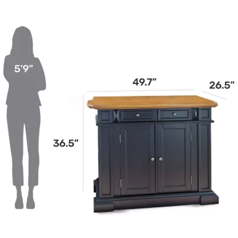 Homestyles Americana Drop Leaf Wood-Top Kitchen Island