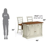 Homestyles Monarch Drop Leaf Wood-Top Kitchen Island Set