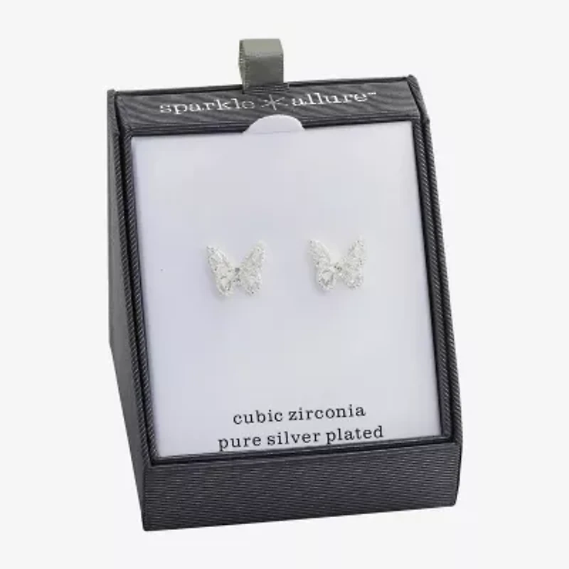 Sparkle Allure Crystal 11mm Butterfly Stud Earrings