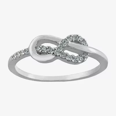 Silver Treasures Womens 20.5MM Cubic Zirconia Sterling Silver Infinity Band
