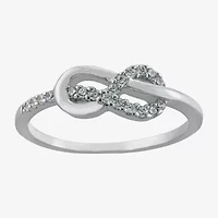 Silver Treasures Womens 20.5MM Cubic Zirconia Sterling Silver Infinity Band