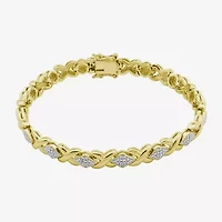 Sparkle Allure Womens Natural White Diamond Accent 14K Gold Over Brass Round 7.25 Inch Tennis Bracelet
