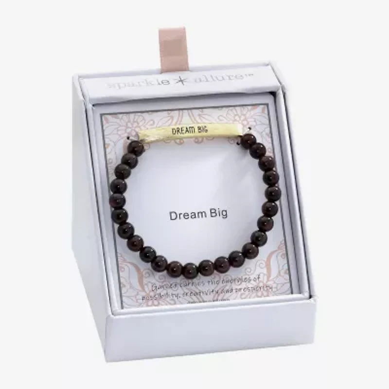 Sparkle Allure Empowerment Womens Red Garnet 14K Gold Over Brass Bar Beaded Bracelet