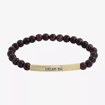 Sparkle Allure Empowerment Womens Red Garnet 14K Gold Over Brass Bar Beaded Bracelet