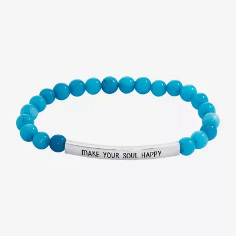 Sparkle Allure Empowerment Larimar Womens Blue Bar Beaded Bracelet