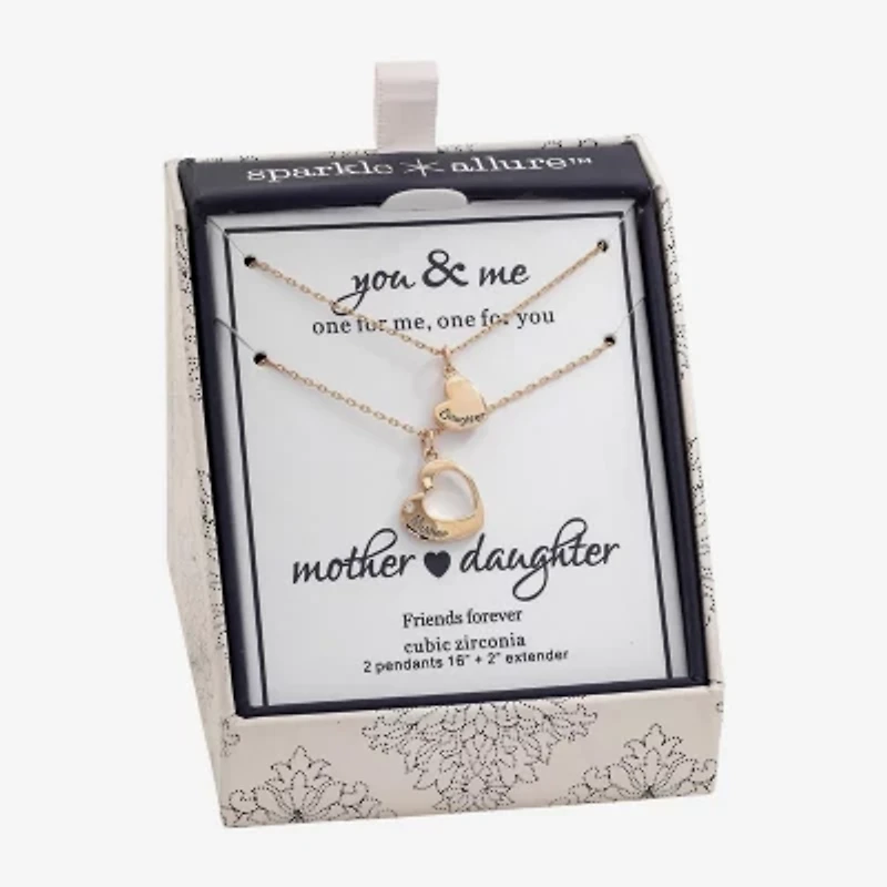 Sparkle Allure Womens Cubic Zirconia Heart 2-pc. Necklace Set