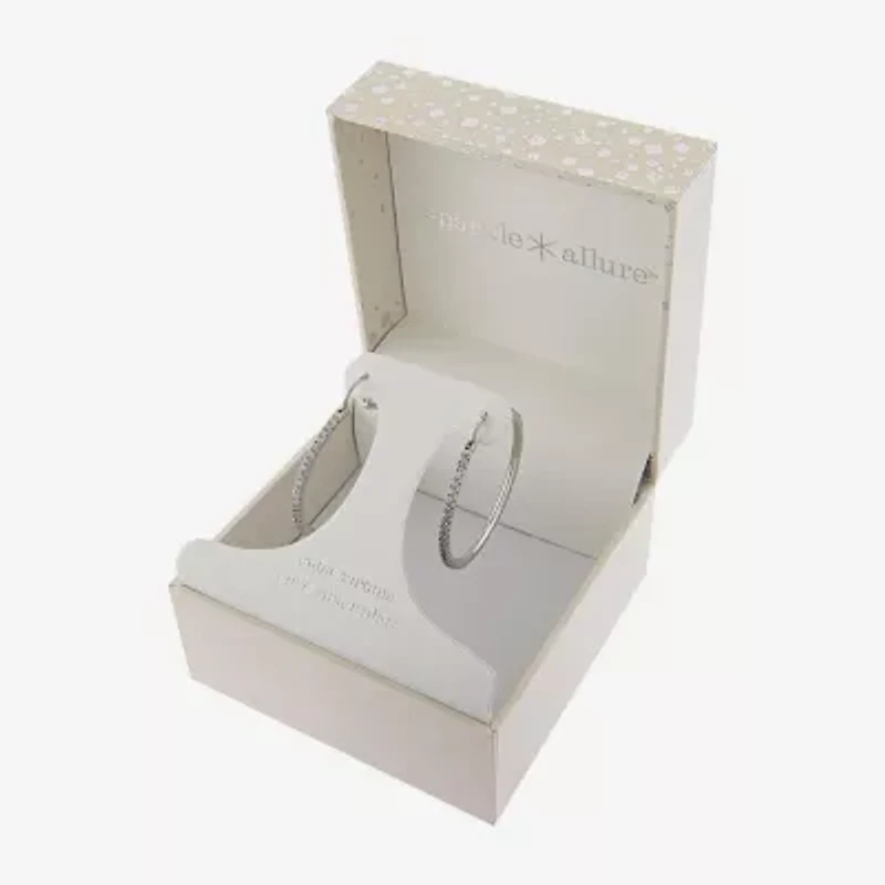Sparkle Allure Womens Cubic Zirconia 36mm Hoop Earrings