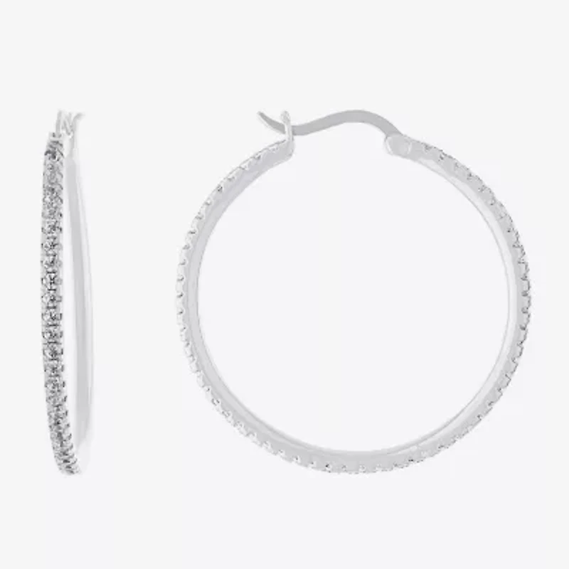 Sparkle Allure Womens Cubic Zirconia 36mm Hoop Earrings