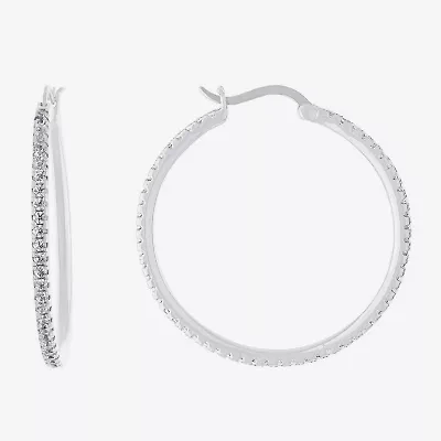 Sparkle Allure Womens Cubic Zirconia 36mm Hoop Earrings