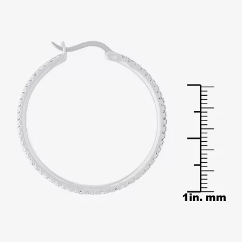 Sparkle Allure Womens Cubic Zirconia 36mm Hoop Earrings