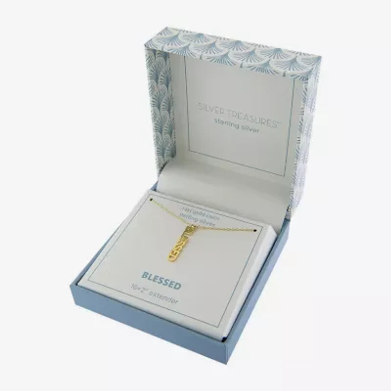 Silver Treasures Blessed Womens 14K Gold Over Silver 16 Inch Pendant Necklace