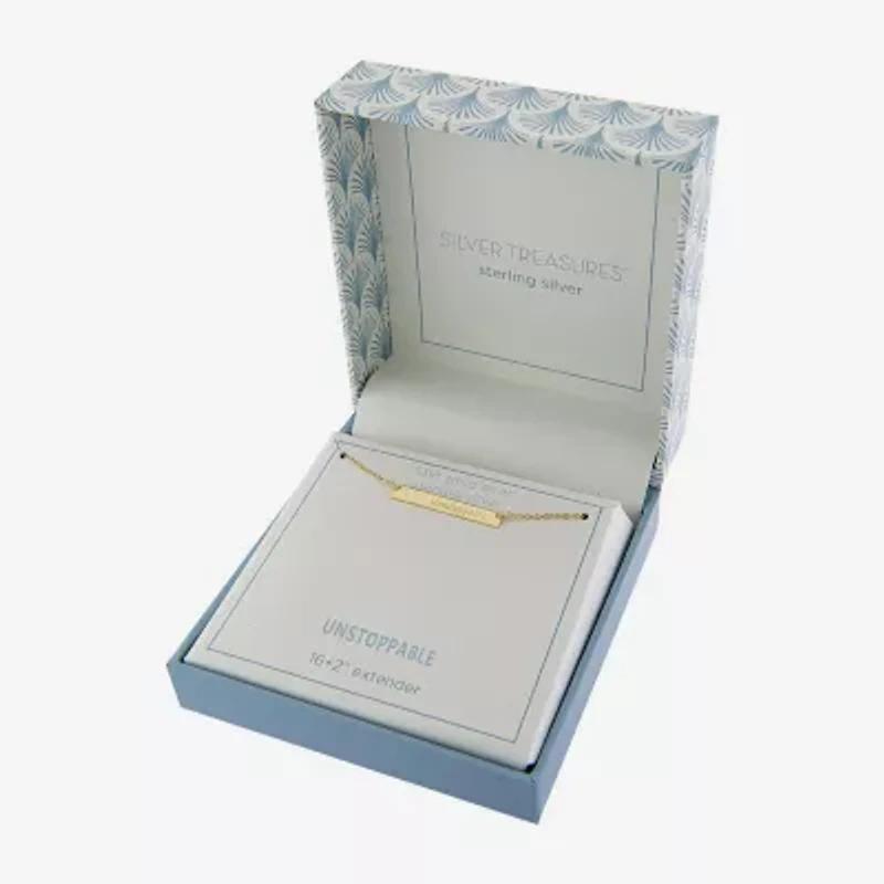 Silver Treasures Unstoppable Womens 14K Gold Over Silver Bar 16 Inch Pendant Necklace