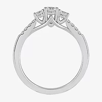 Love Lives Forever (H-I / Si2) Womens 3/ CT. T.W. Lab Grown White Diamond 10K Gold Round Side Stone 3-Stone Engagement Ring