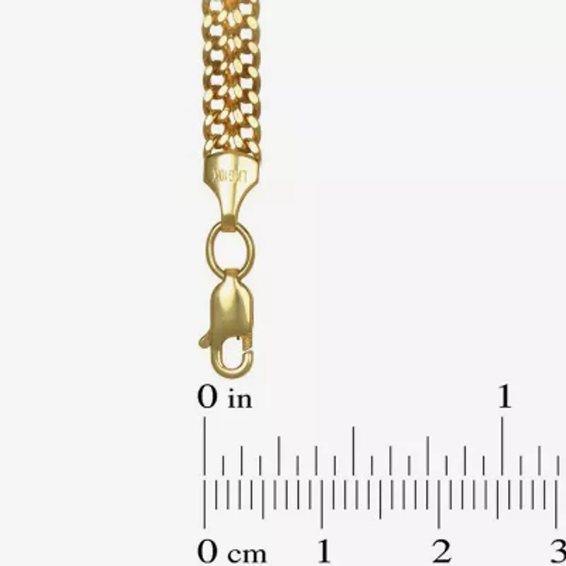 Womens 10K Gold Hollow 7.5 Inch Link Bracelet