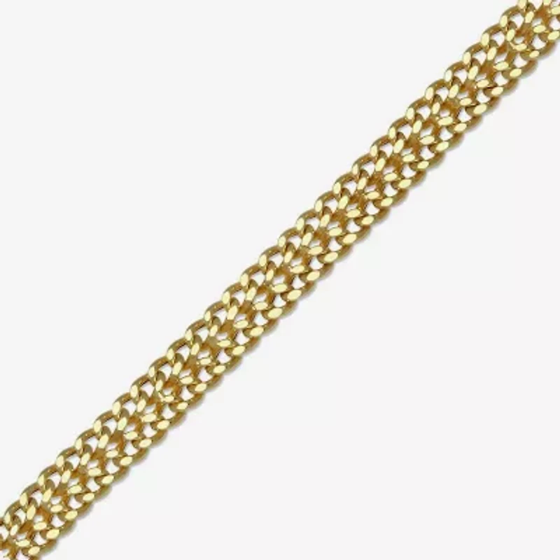 Womens 10K Gold Hollow 7.5 Inch Link Bracelet