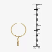 Womens Cubic Zirconia 14K Gold 18mm Cross Hoop Earrings