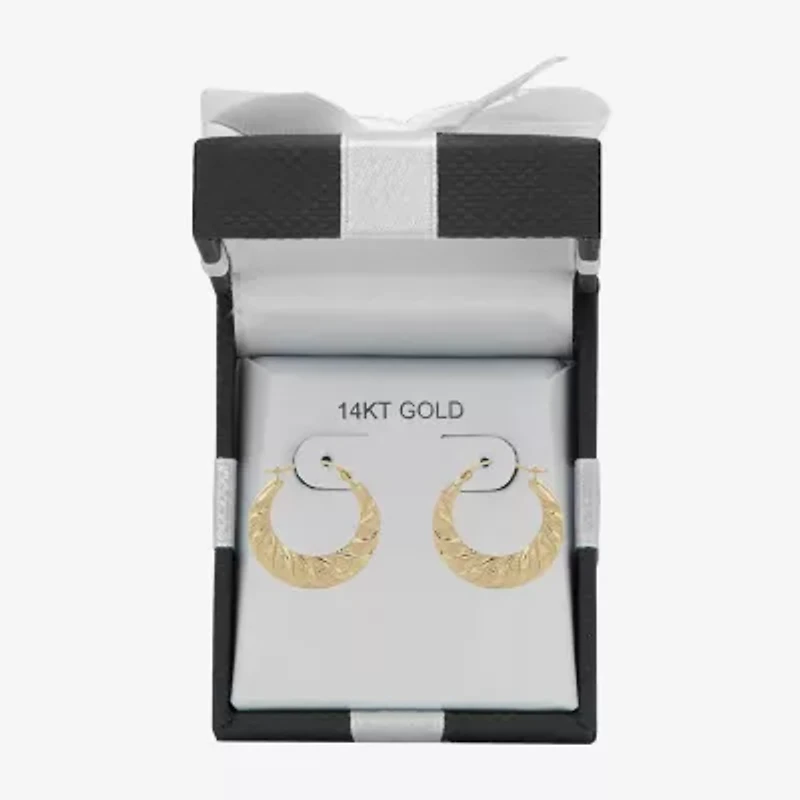 Croissant Womens 14K Gold 20mm Round Hoop Earrings