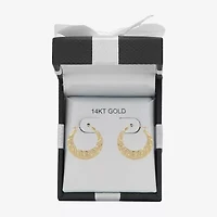Croissant Womens 14K Gold 20mm Round Hoop Earrings