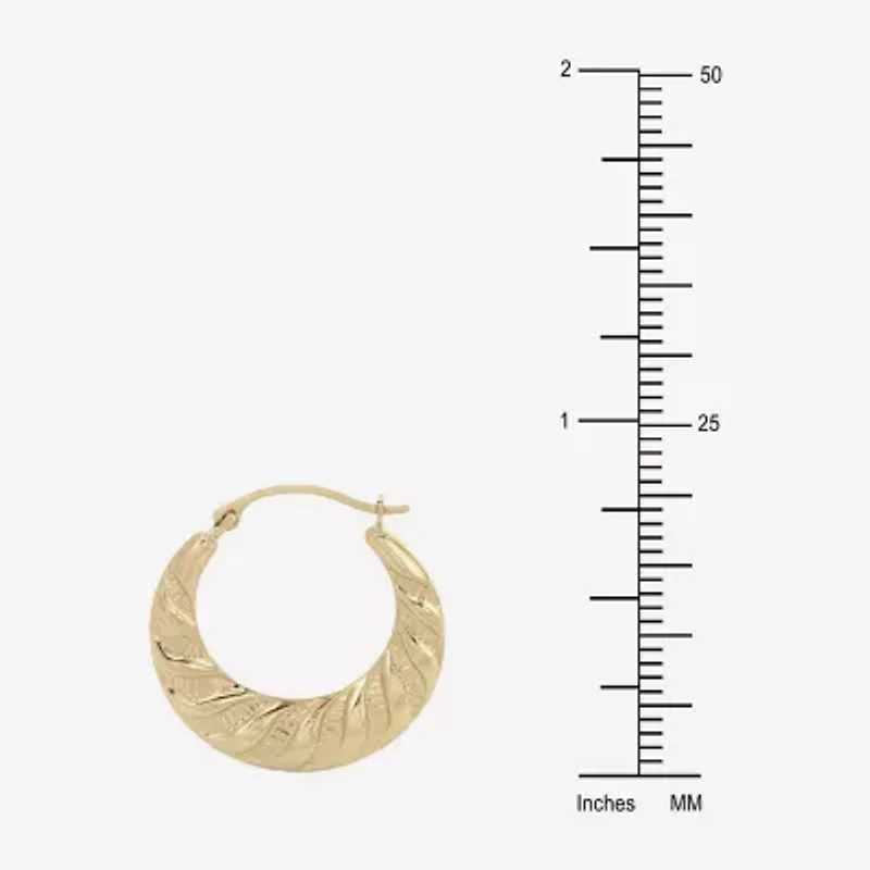 Croissant Womens 14K Gold 20mm Round Hoop Earrings